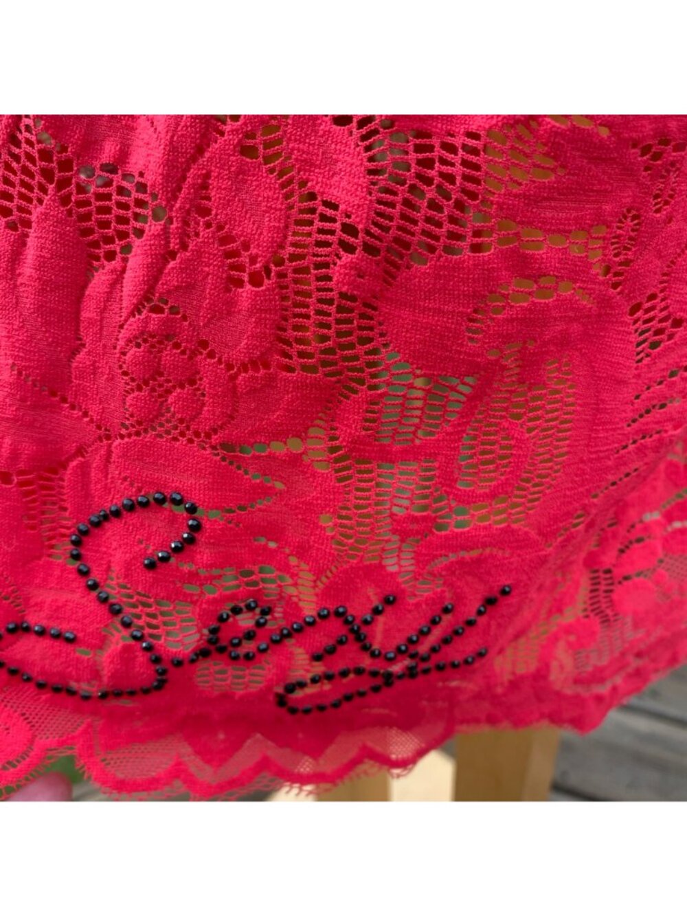 Victoria's Secret Very Sexy Red Lace Babydoll Lingerie L Strappy Romantic Floral - Picture 5 of 13